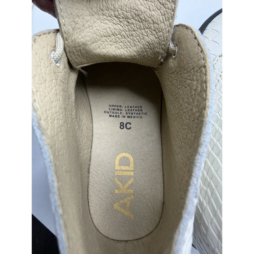 AKID Leather Faux Snakeskin Shoes White Black Toddler Size 8C